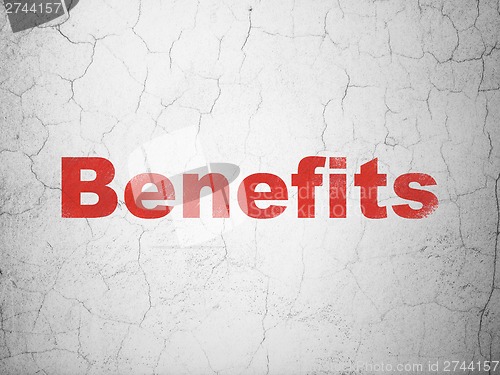 Image of Finance concept: Benefits on wall background