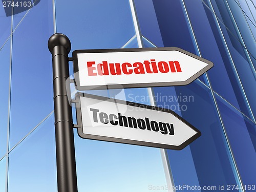 Image of Education concept: sign Education Technology on Building background