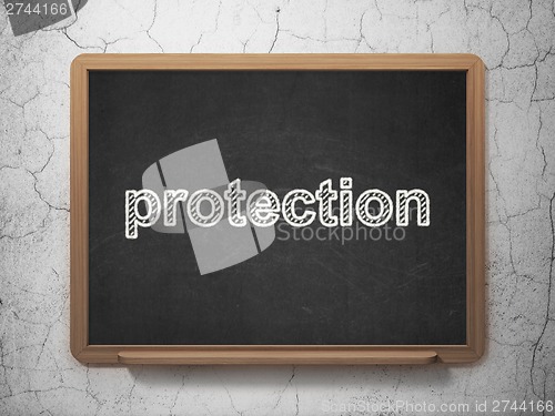 Image of Protection concept: Protection on chalkboard background