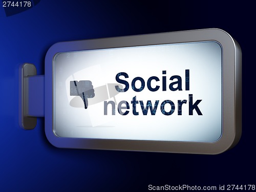 Image of Social media concept: Social Network and Thumb Down on billboard background