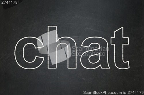 Image of Web design concept: Chat on chalkboard background