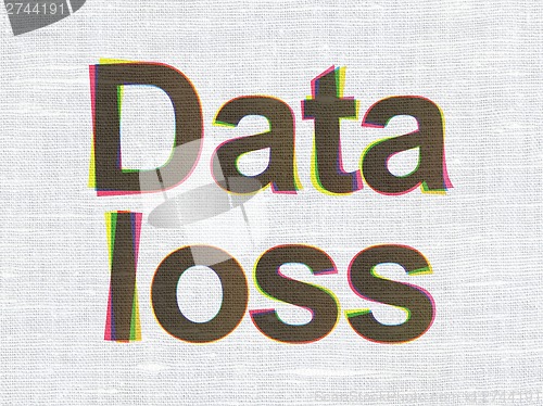 Image of Information concept: Data Loss on fabric texture background