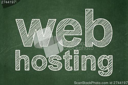 Image of Web development concept: Web Hosting on chalkboard background