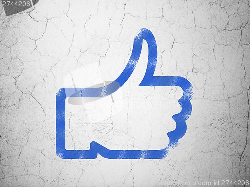 Image of Social media concept: Thumb Up on wall background