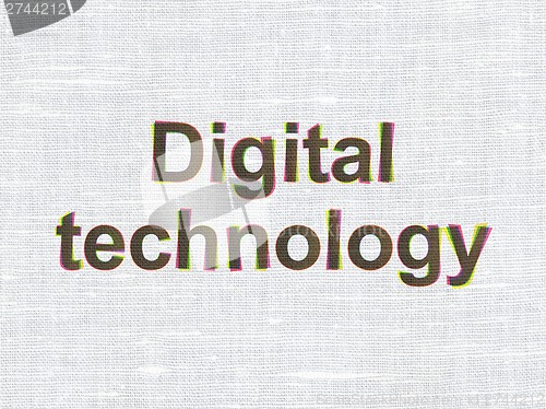 Image of Information concept: Digital Technology on fabric texture background