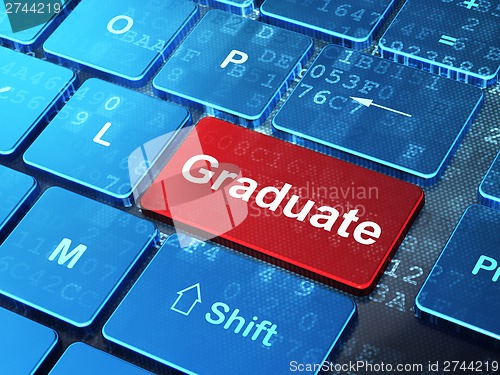 Image of Education concept: Graduate on computer keyboard background