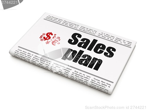 Image of Advertising concept: newspaper with Sales Plan and Finance Symbol