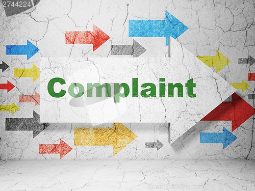 Image of Law concept: arrow with Complaint on grunge wall background