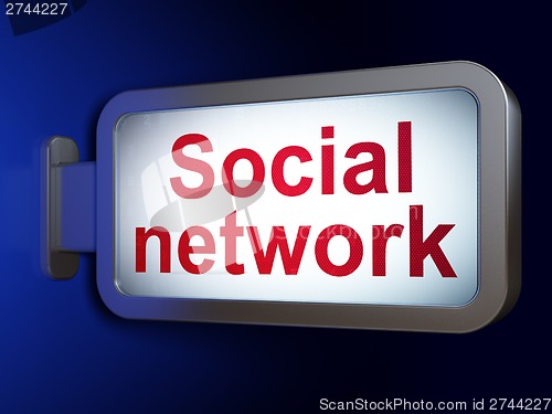 Image of Social media concept: Social Network on billboard background