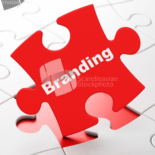 Image of Advertising concept: Branding on puzzle background
