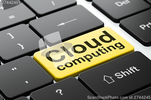 Image of Cloud computing concept: Cloud Computing on computer keyboard background