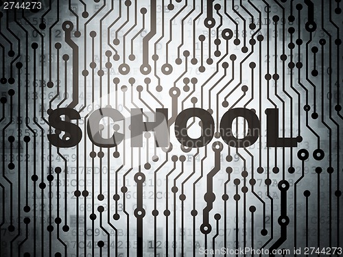 Image of Education concept: circuit board with School