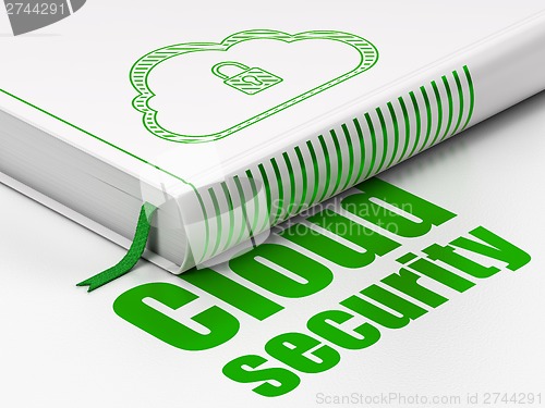 Image of Protection concept: book Cloud With Padlock, Cloud Security on white background