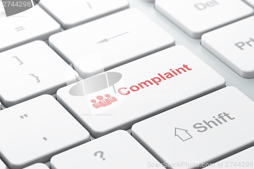 Image of Law concept: Business People and Complaint on computer keyboard background