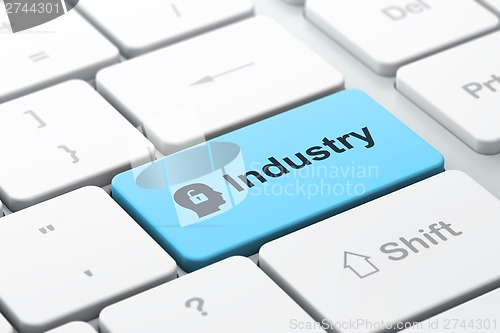 Image of Business concept: Head With Padlock and Industry on computer keyboard background