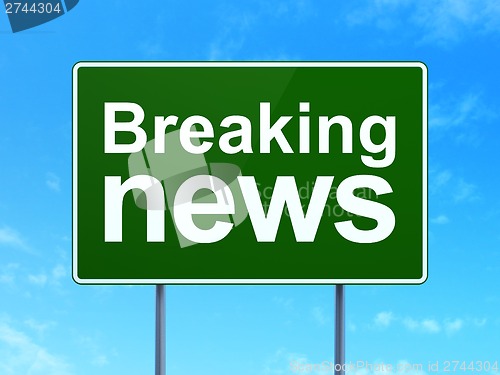 Image of News concept: Breaking News on road sign background
