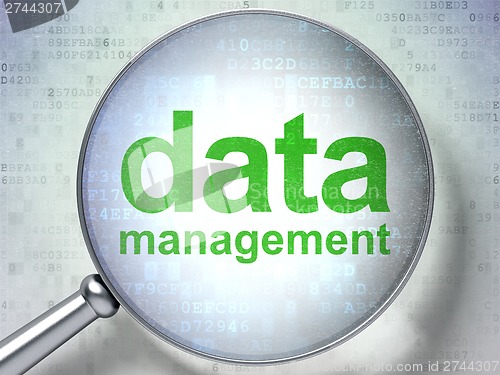Image of Data concept: Data Management with optical glass