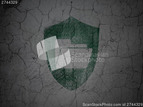 Image of Business concept: Folder With Shield on grunge wall background