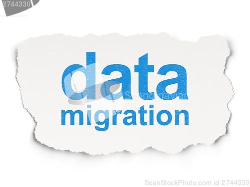 Image of Information concept: Data Migration on Paper background