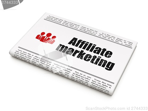 Image of Finance concept: newspaper with Affiliate Marketing and Business People