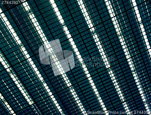 Image of Neon lights in industrial building