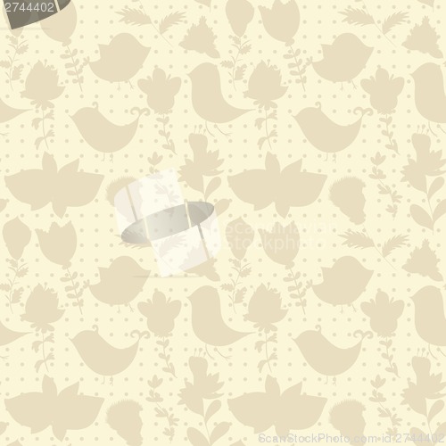 Image of neutral floral wallpaper. plant swirls and curves