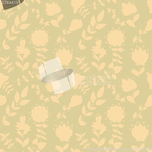 Image of neutral floral wallpaper. plant swirls and curves