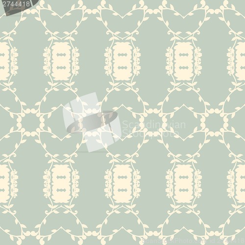 Image of neutral floral wallpaper. plant swirls and curves