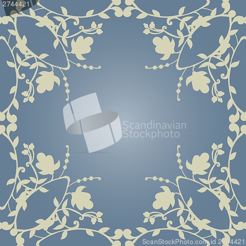 Image of neutral floral wallpaper. plant swirls and curves