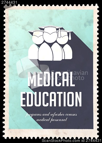 Image of Medical Education on Blue in Flat Design.