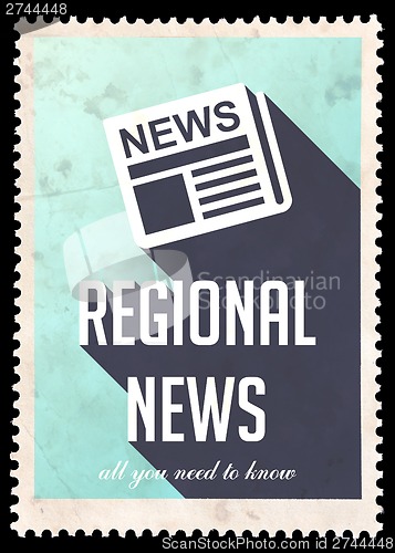 Image of Regional News on Blue in Flat Design.