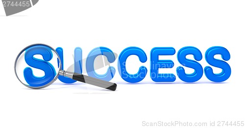 Image of Success - Blue 3D Word Through a Magnifying Glass.