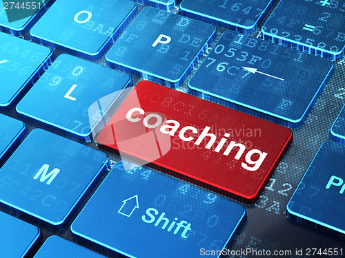 Image of Education concept: Coaching on computer keyboard background