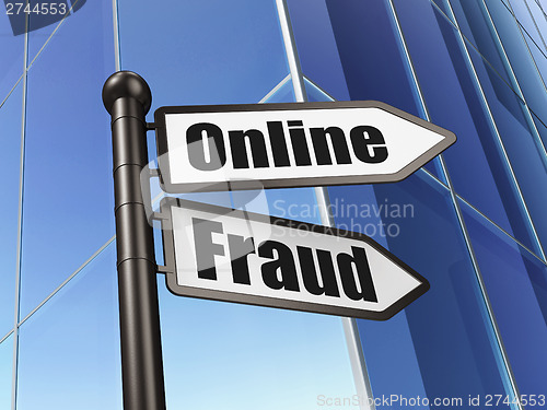 Image of Safety concept: Online Fraud on Building background