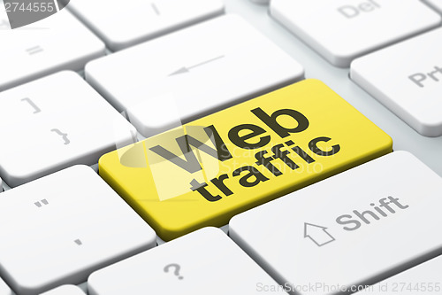 Image of SEO web design concept: Web Traffic on computer keyboard backgro