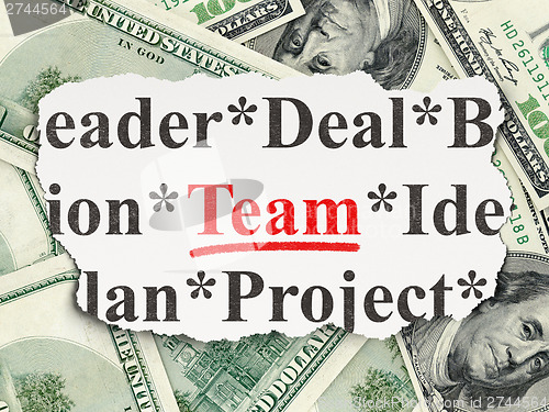 Image of Finance concept: Team on Money background