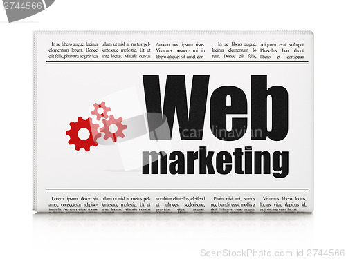 Image of Web design news concept: newspaper with Web Marketing and Gears