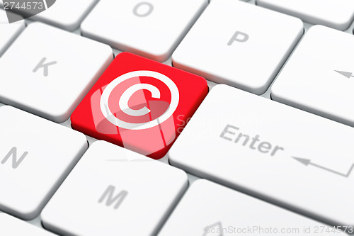 Image of Law concept: Copyright on computer keyboard background