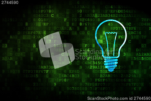 Image of Business concept: Light Bulb on digital background