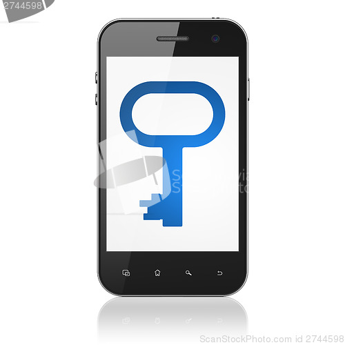 Image of Security concept: Key on smartphone
