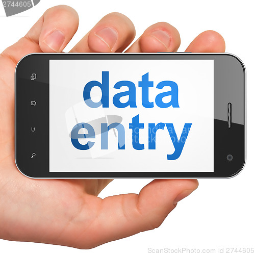 Image of Data concept: Data Entry on smartphone