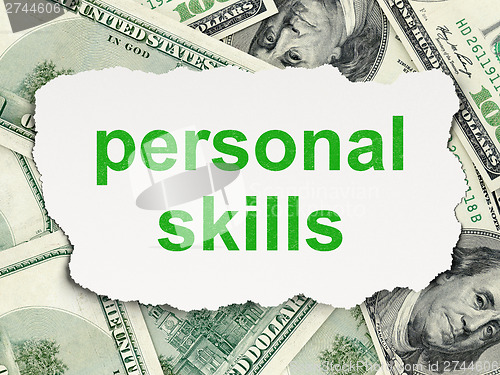 Image of Education concept: Personal Skills on Money background