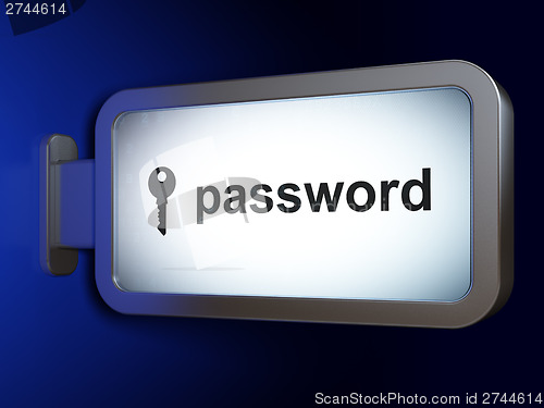 Image of Protection concept: Password and Key on billboard background