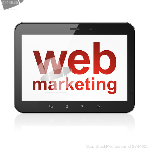 Image of Web design concept: Web Marketing on tablet pc computer