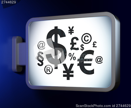 Image of Finance concept: Finance Symbol on billboard background