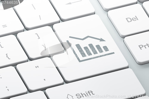 Image of News concept: Decline Graph on computer keyboard background
