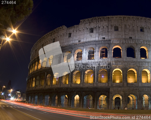 Image of colosseum at night dusk