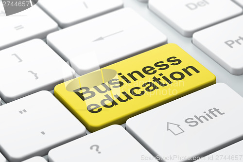 Image of Education concept: Business Education on computer keyboard backg