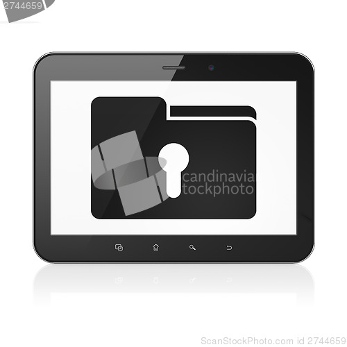 Image of Business concept: Folder With Keyhole on tablet pc computer