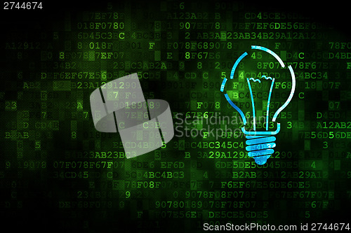 Image of Finance concept: Light Bulb on digital background